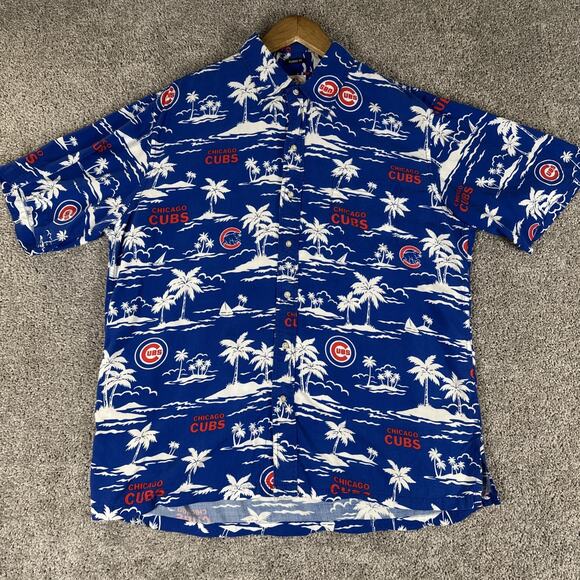 Reyn Spooner Shirt Mens L Blue Chicago Cubs Aloha MLB Series Hawaiian Baseball - Picture 1 of 8